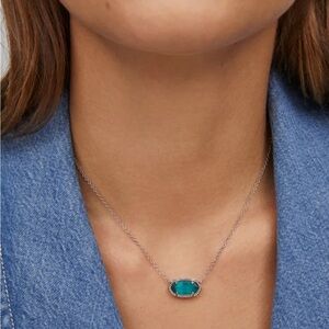Kendra Scott Silver Necklace with Teal Pendant